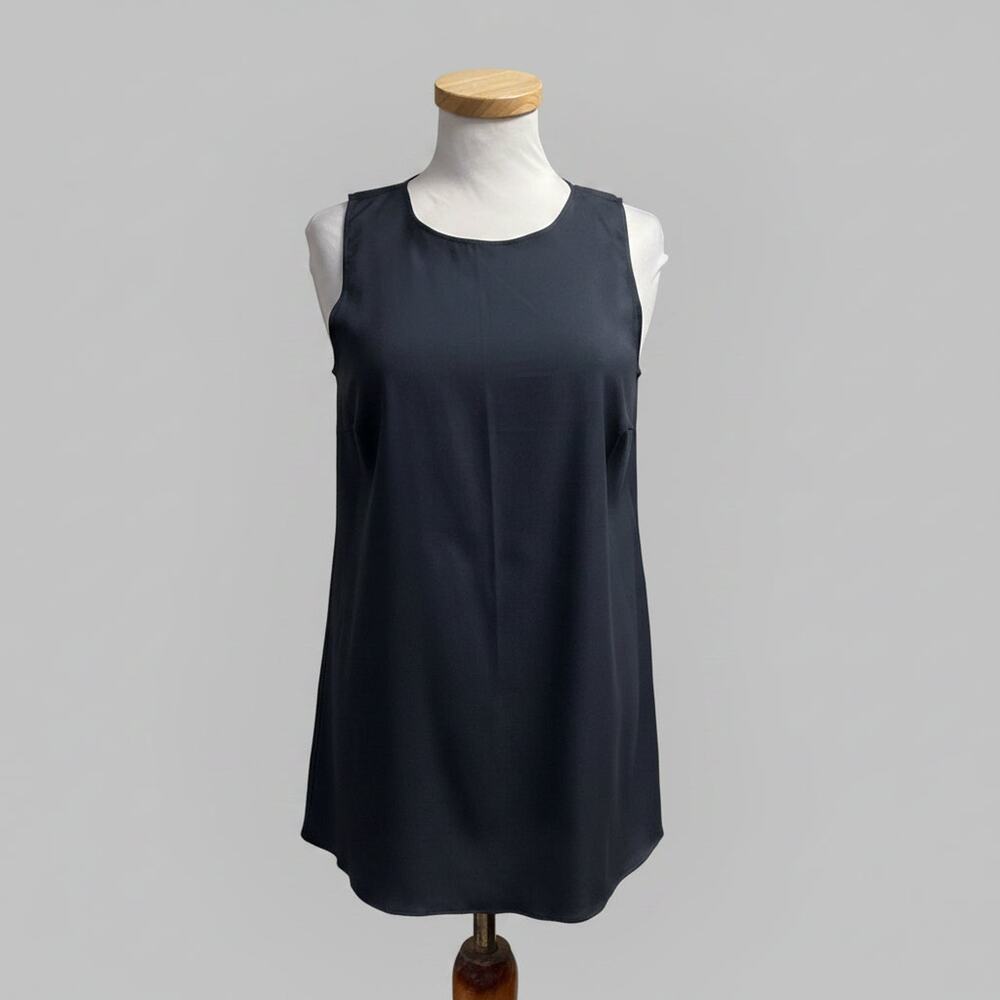 Brunello Cucinelli navy stretch silk reversible blouse, size L